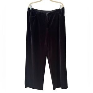 Wide Leg Granny Velvet Chico's Black Stretch Knit Zip Pants XL / 3 Velour